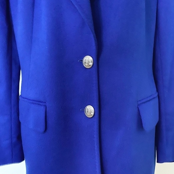 ESCADA MARGARETHA LEY VINTAGE RABBIT NEW WOOL ROYAL BLUE LONG BLAZER JACKET - L - Picture 5 of 10
